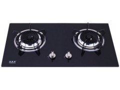 奥德赛燃气灶黑色钢化玻璃面板双炉图1