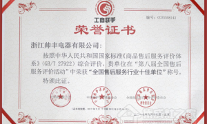 【荣誉】帅丰电器被评为“<span class=