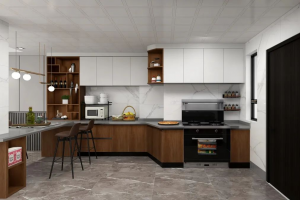 17㎡森歌开放式厨房，一台A8ZK蒸烤一体集成灶搭配不锈钢橱柜，完美融入新中式设计！